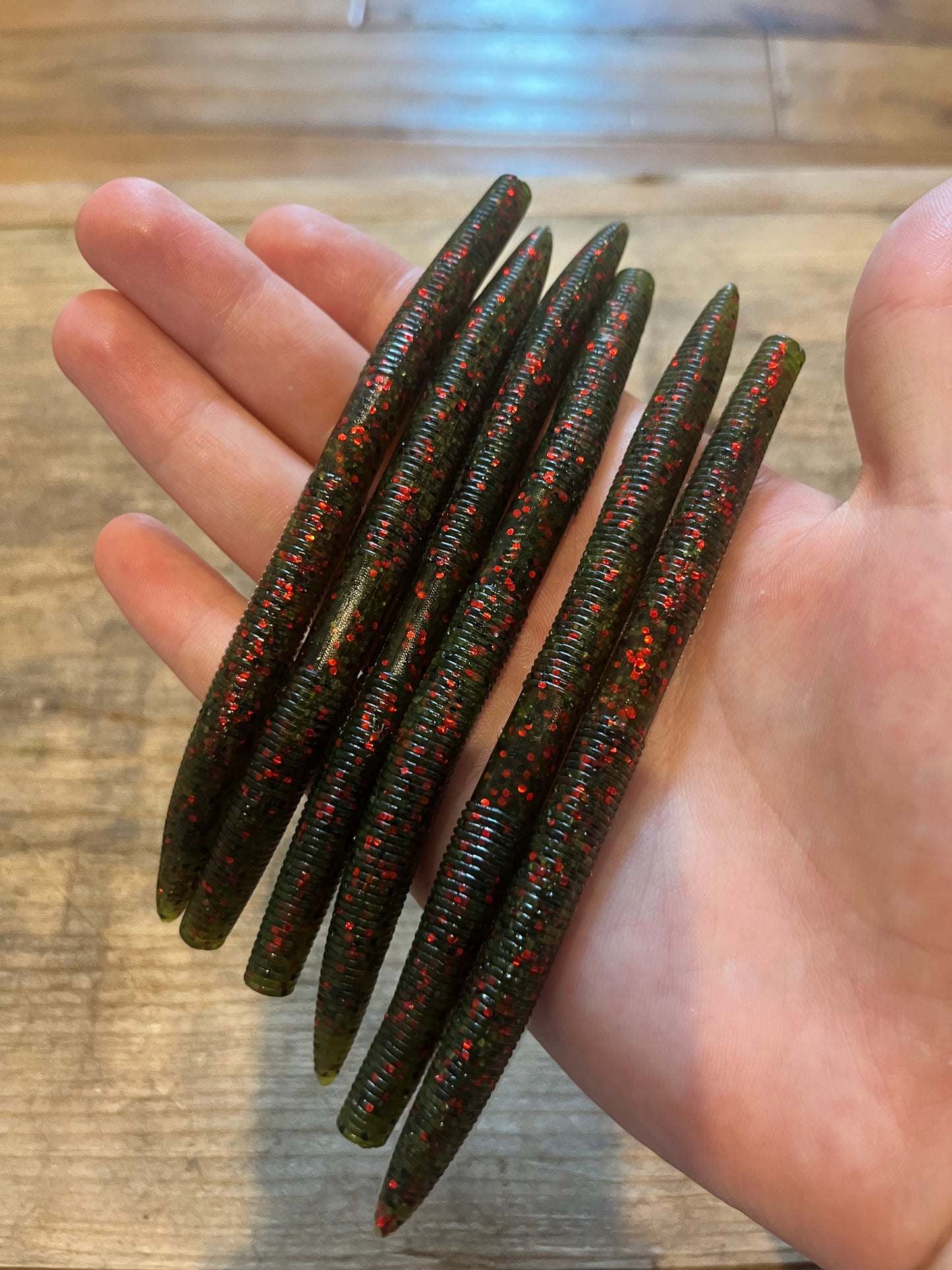Big Griff’s bait. Stick bait green pumpkin 5in 6 pack.
