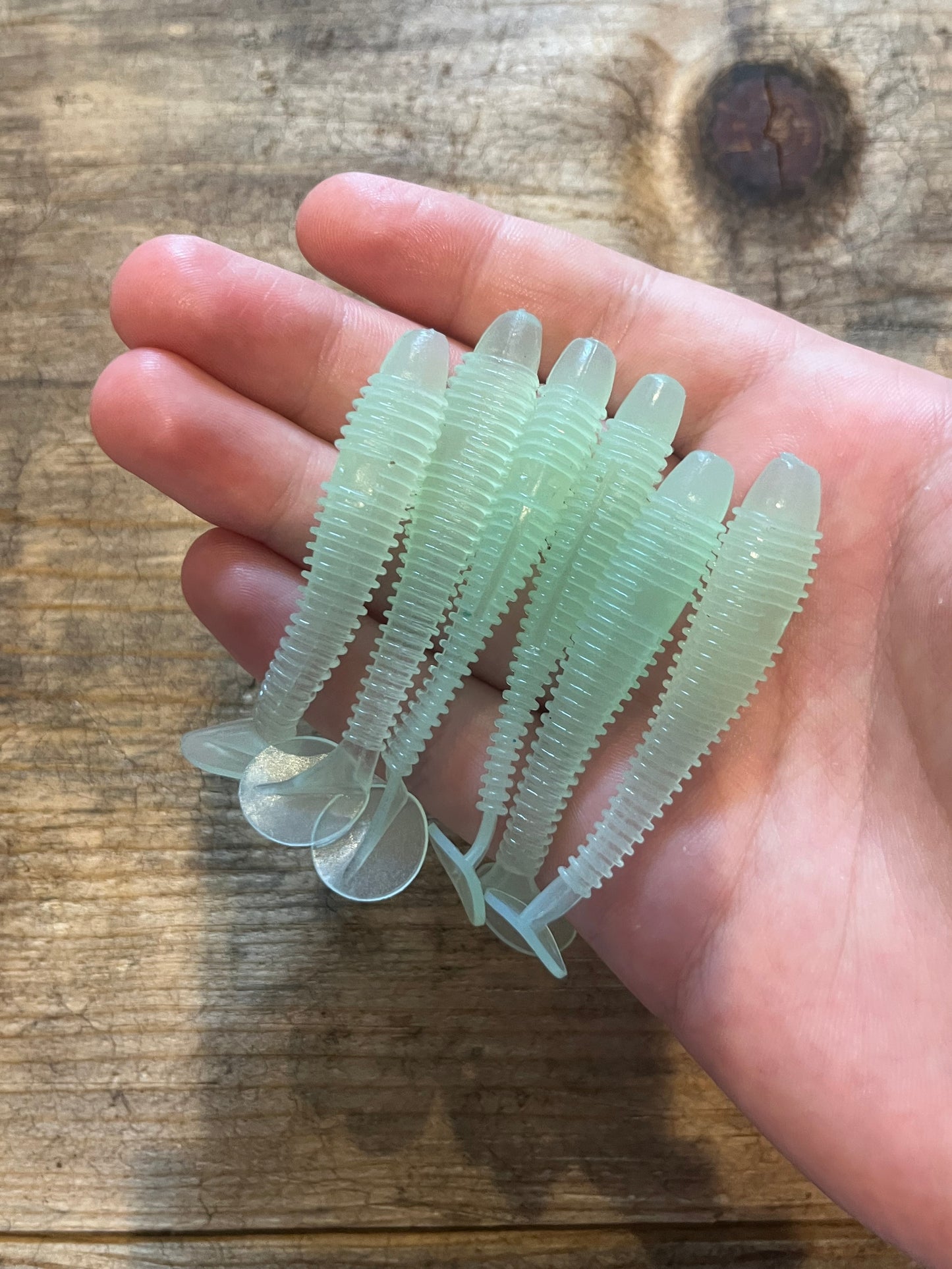 Big Griff’s bait. (3inch) 6 pack go glow (glow in the dark)