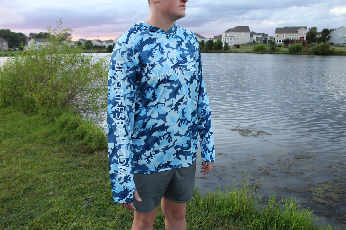 Camo blue long sleeve with hood