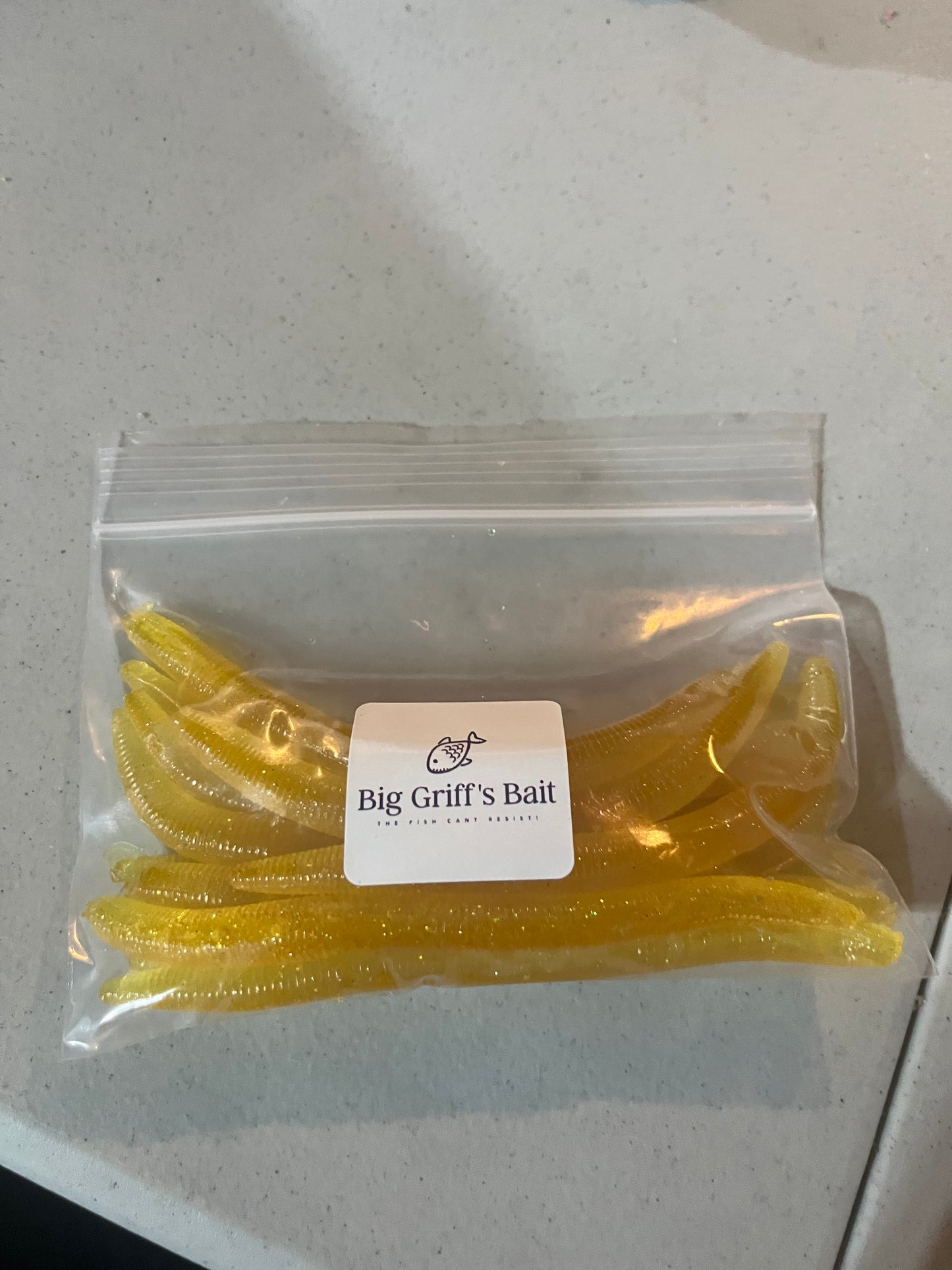 Big Griff’s bait. Yellow 12 pack. 5 inch senkos.FREESHIPPING!