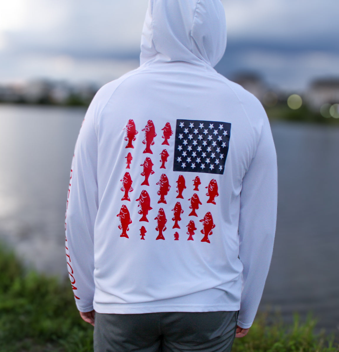 American white long sleeve with hoodie