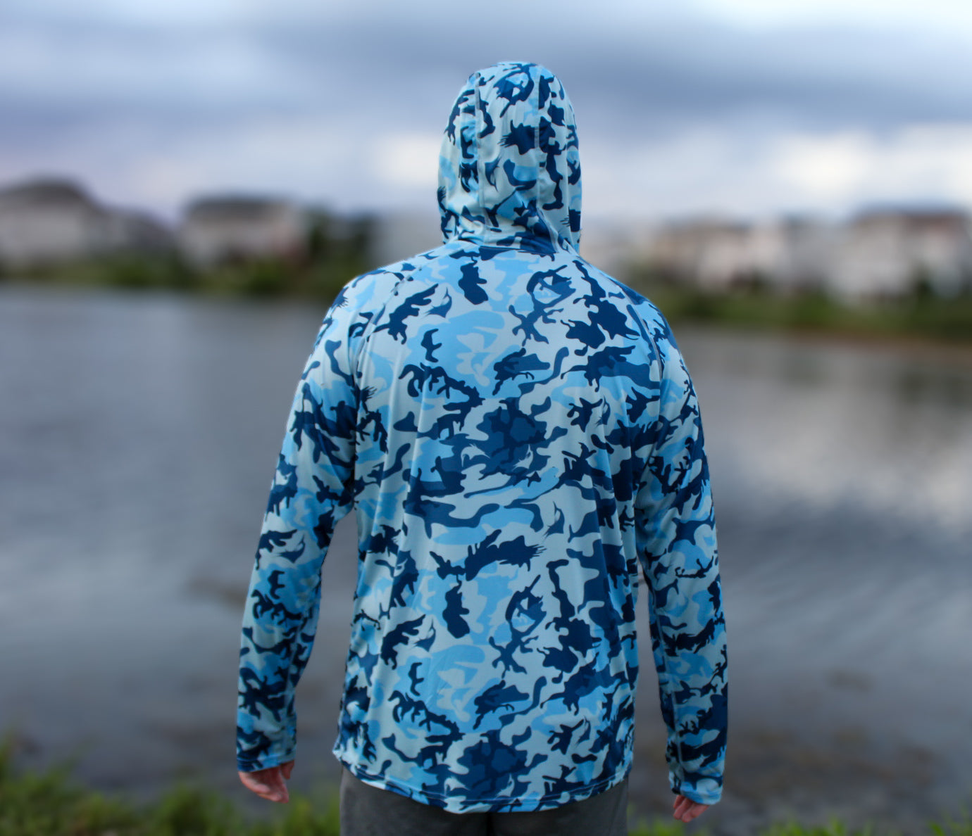 Camo blue long sleeve with hood
