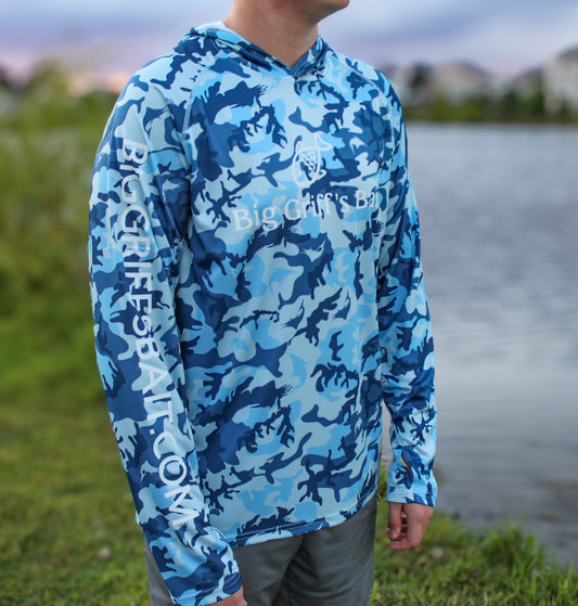 Camo blue long sleeve with hood